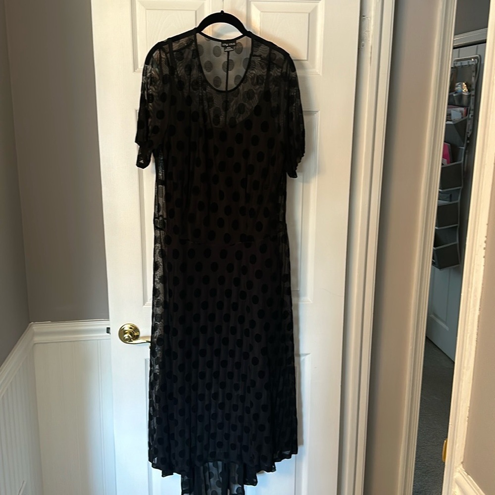 City Chic Black Dress with Polka Dot Design